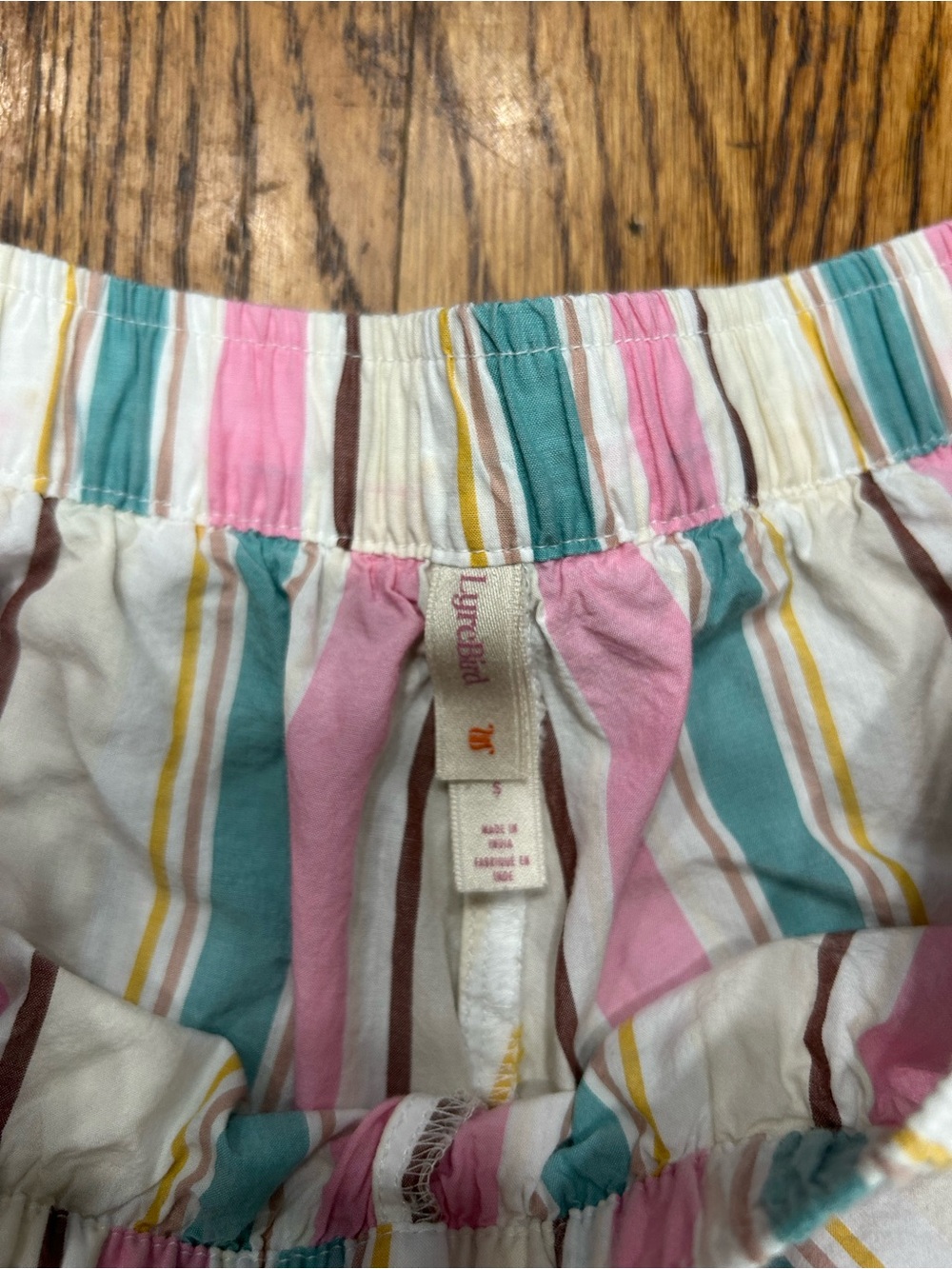 Anthropologie LyreBird Striped Pajama Set Small Sleep Shirt & Shorts Cottagecore - Picture 9 of 11